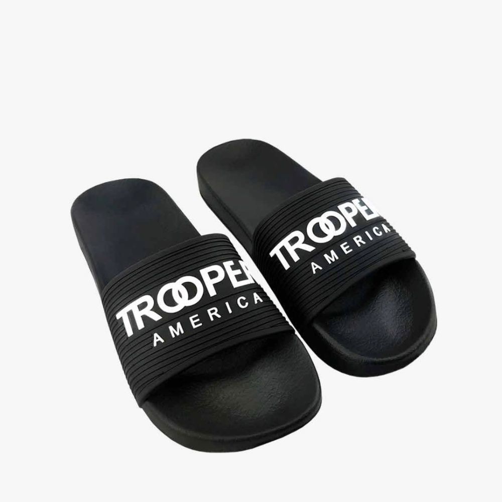 Trooper America Rubber Slides Unisex Black NIB Size 4/6